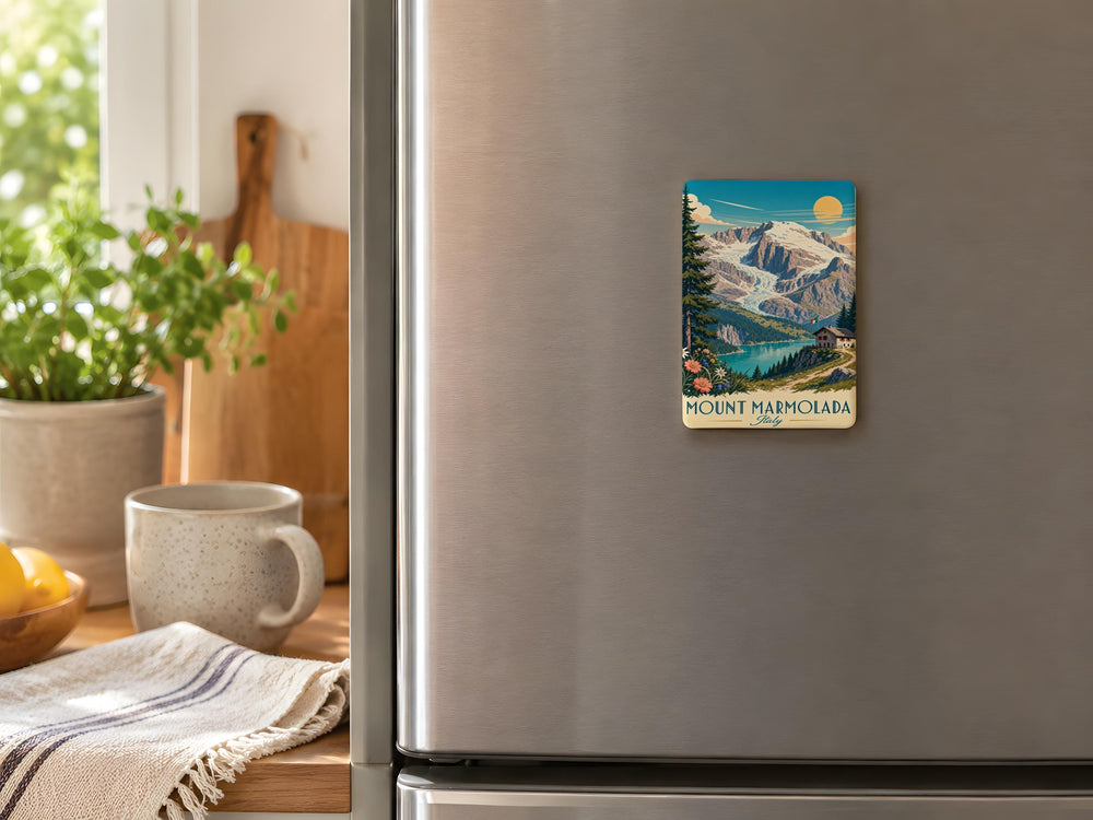 Mount Marmolada Mountain Fridge Magnet, Dolomites Italy Souvenir Magnet, Alpine Peak Travel Keepsake Gift