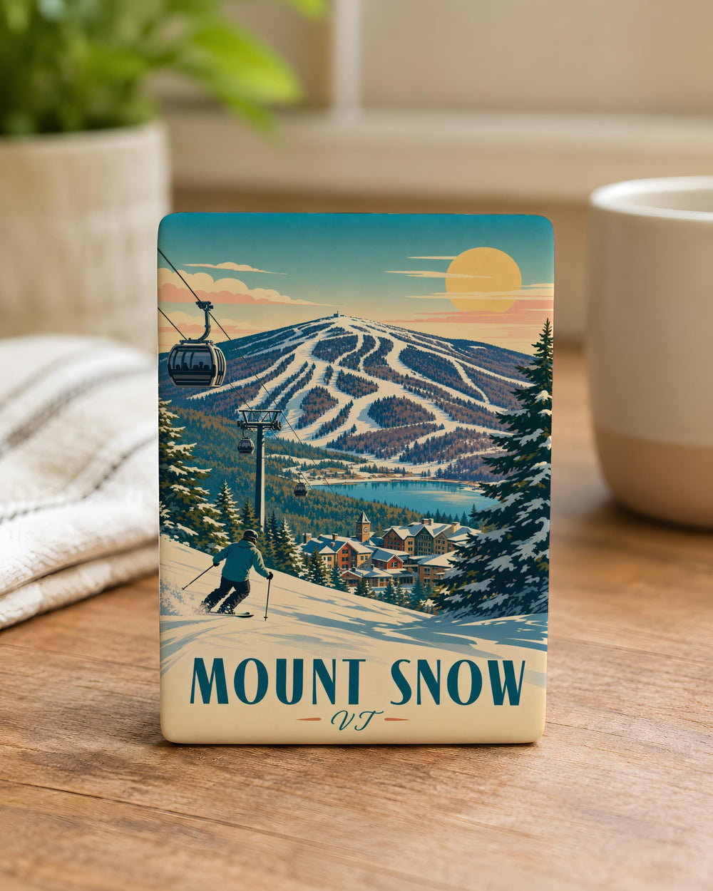 Mount Snow Vermont Fridge Magnet, Ski Resort Mountain Souvenir Magnet, VT Winter Travel Gift, New England Vacation Keepsake
