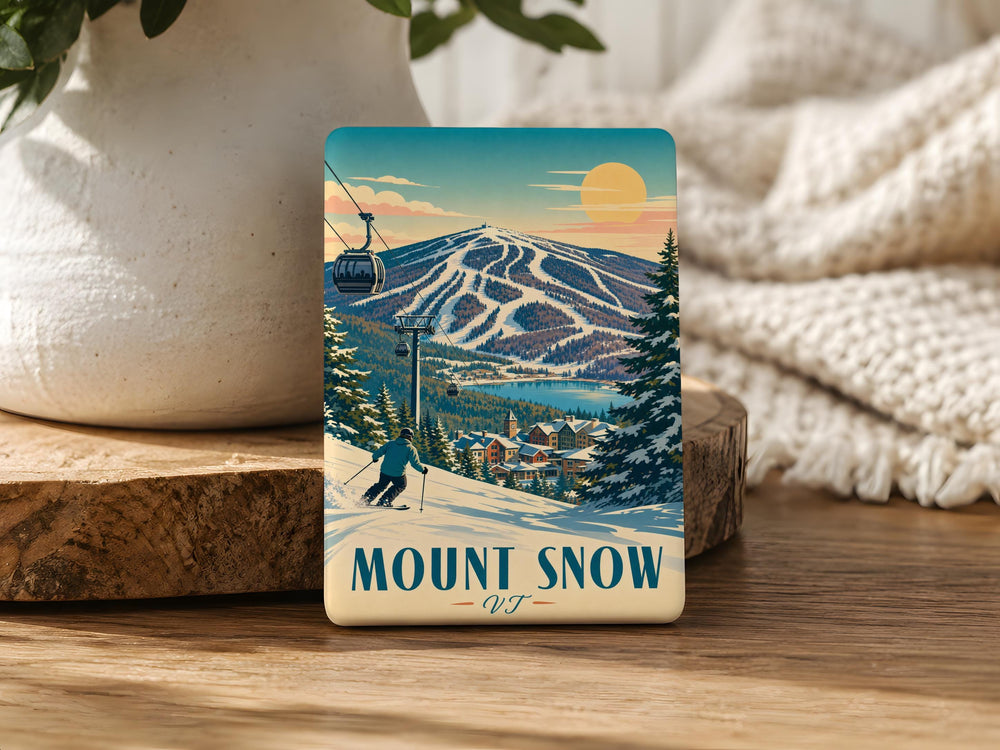 Mount Snow Vermont Fridge Magnet, Ski Resort Mountain Souvenir Magnet, VT Winter Travel Gift, New England Vacation Keepsake