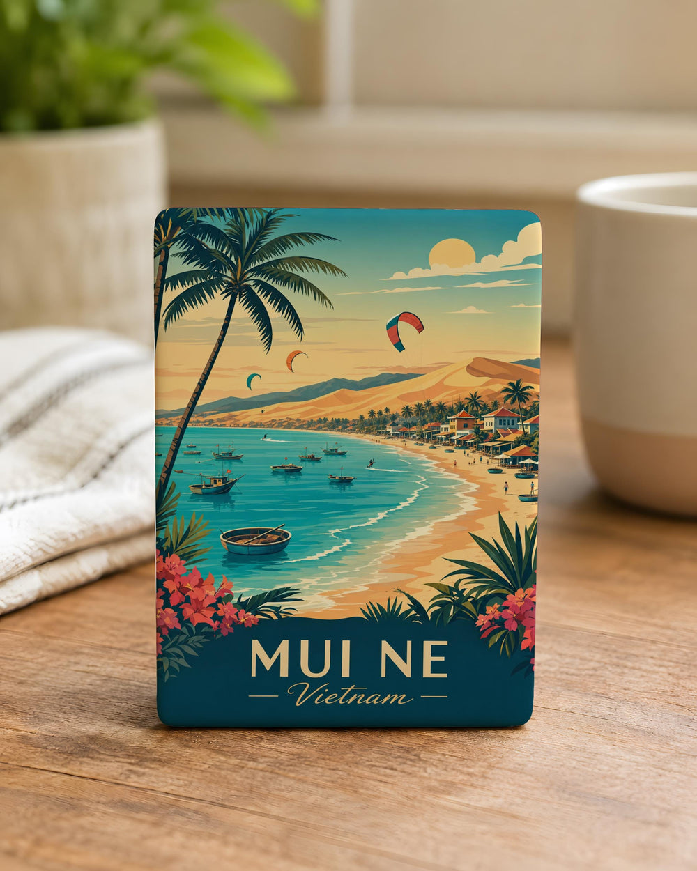 Mui Ne Vietnam Fridge Magnet, Coastal Beach Town Souvenir, Sand Dunes Kitesurfing Travel Keepsake Magnet