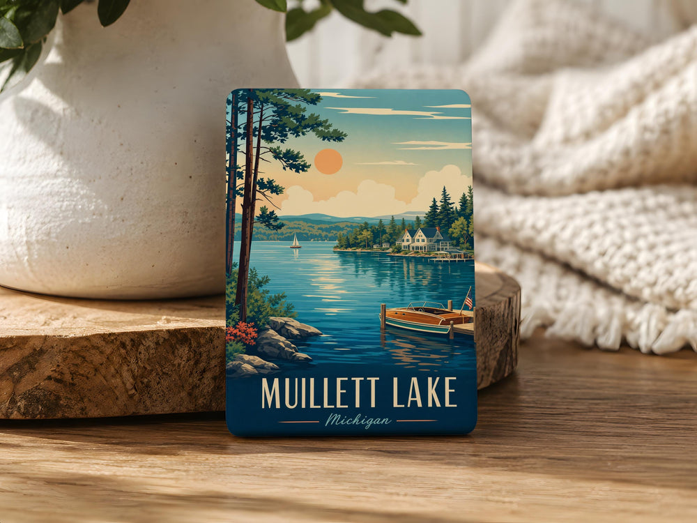 Mullett Lake Fridge Magnet, Michigan Lake Souvenir Magnet, Northern Michigan Travel Keepsake, Lake House Kitchen Decor