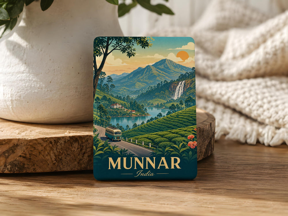 Munnar India Fridge Magnet, Munnar Kerala Souvenir Magnet, South India Travel Gift, Tea Hills Mountain Town Keepsake Magnet