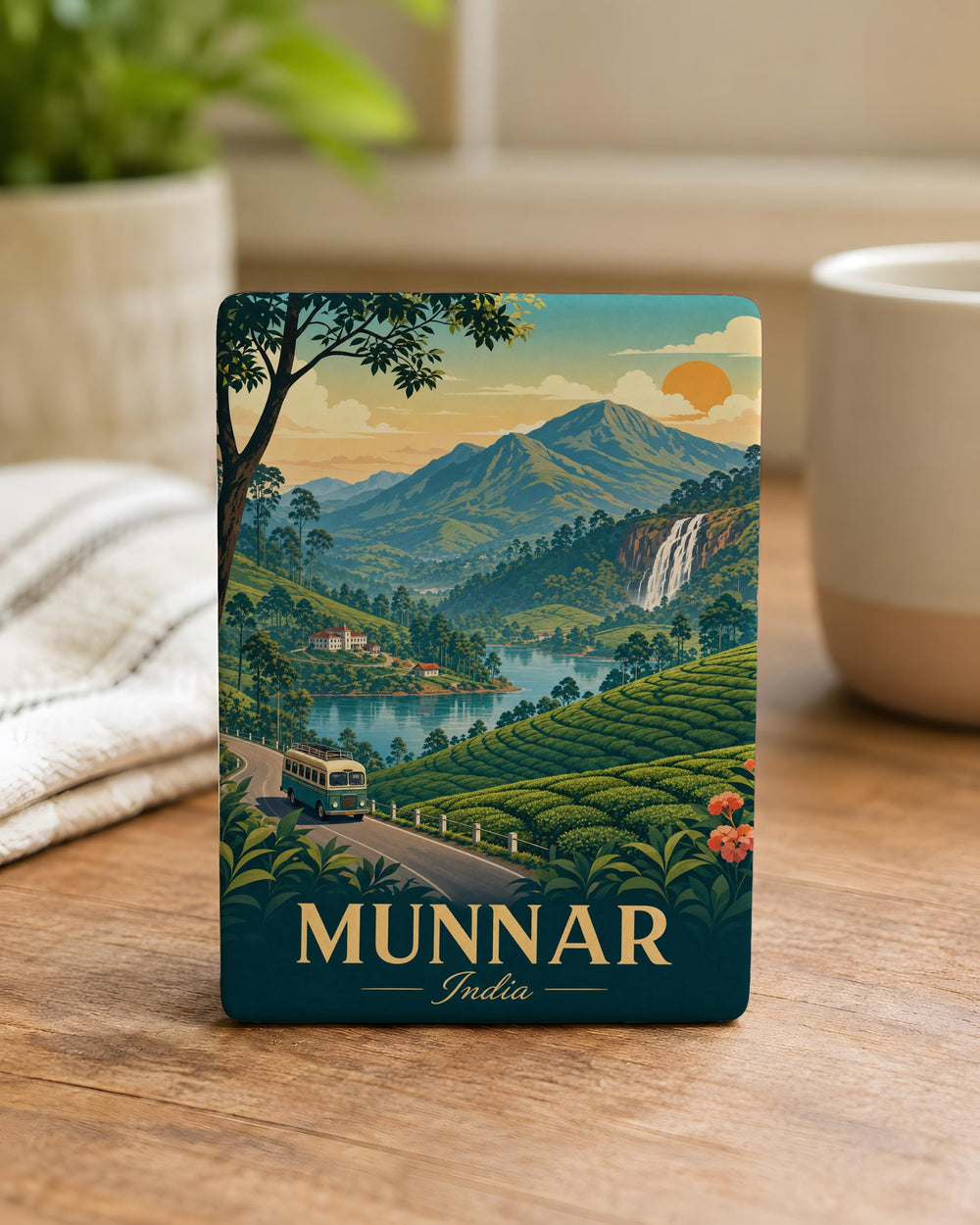 Munnar India Fridge Magnet, Munnar Kerala Souvenir Magnet, South India Travel Gift, Tea Hills Mountain Town Keepsake Magnet