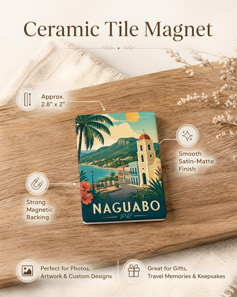Naguabo Puerto Rico Fridge Magnet, Naguabo PR Souvenir Magnet, Puerto Rico Travel Gift, Caribbean Island Keepsake Magnet