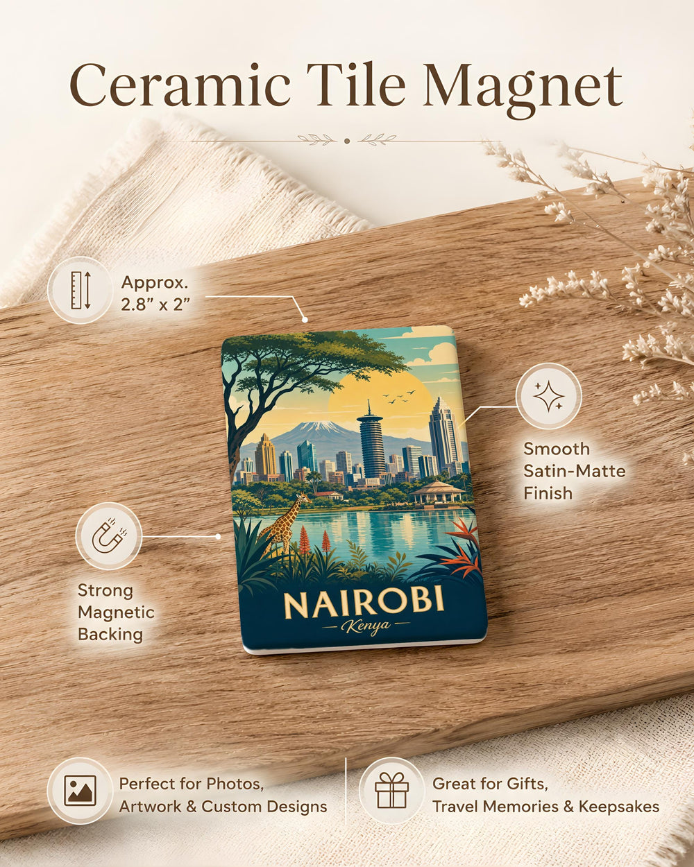 Nairobi Kenya Fridge Magnet, Nairobi City Souvenir Magnet, Kenya Travel Gift, African Capital Landmark Magnet