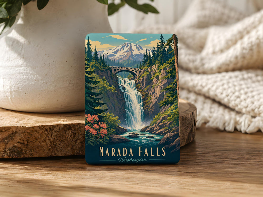 Narada Falls Fridge Magnet, Mount Rainier Waterfall Souvenir Magnet, Washington State Nature Travel Keepsake