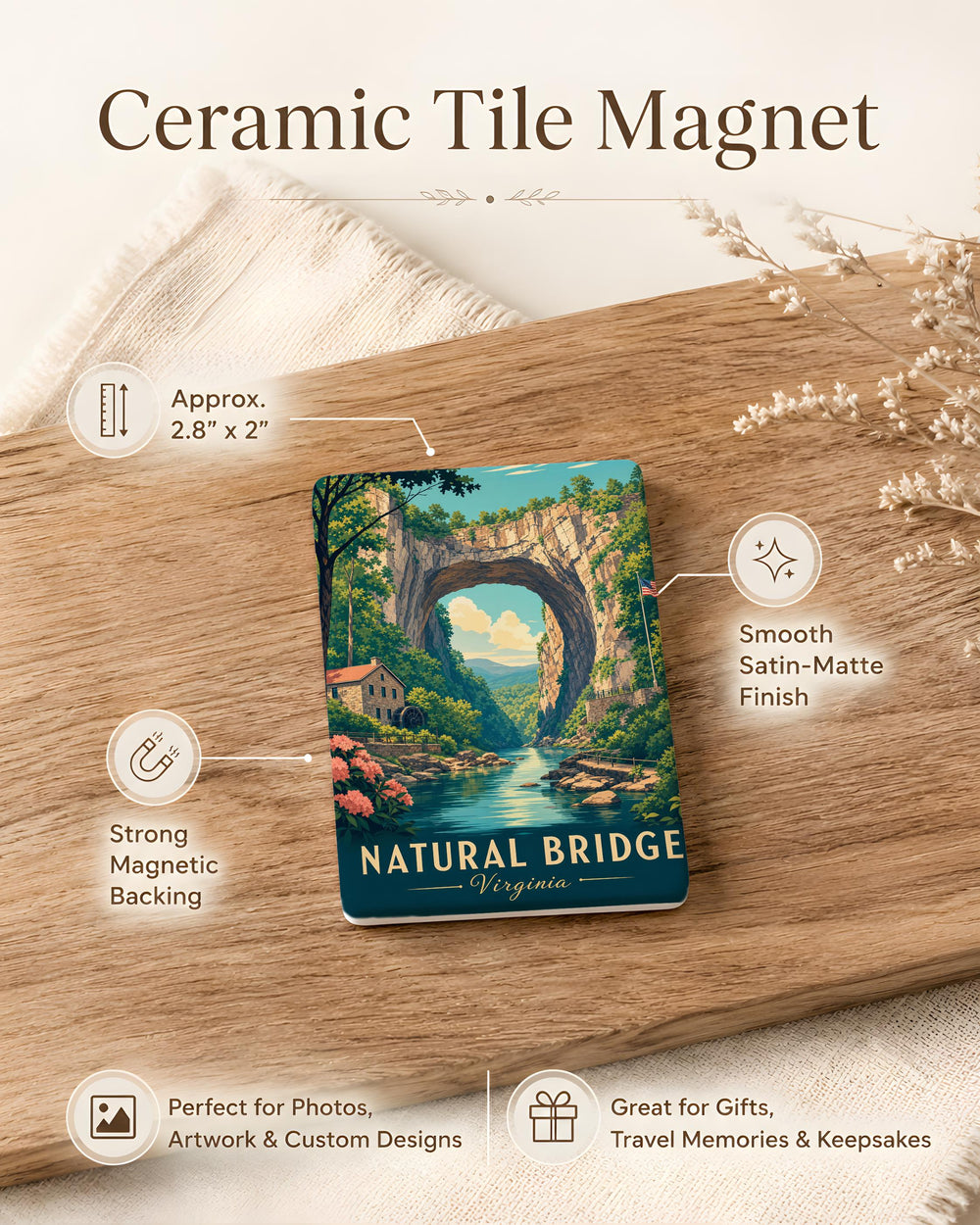 Natural Bridge Virginia Fridge Magnet, Natural Bridge State Park Souvenir Magnet, Virginia Landmark Travel Gift