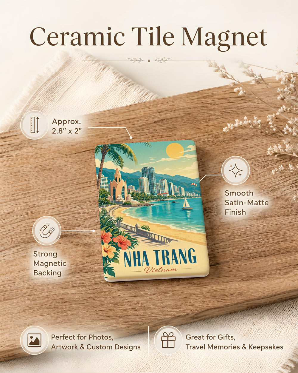 Nha Trang Vietnam Fridge Magnet, Nha Trang Souvenir Magnet, Vietnam Travel Gift, Coastal City Keepsake Magnet