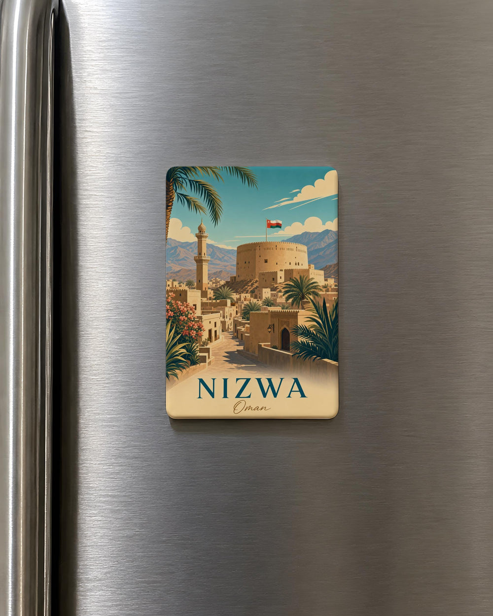 Nizwa Oman Fridge Magnet, Nizwa Fort Souvenir Magnet, Oman Travel Gift, Middle East Landmark Refrigerator Magnet