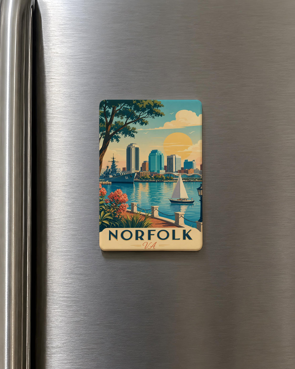 Norfolk VA Fridge Magnet, Norfolk Virginia Souvenir Magnet, Coastal City Travel Keepsake, Hampton Roads Gift