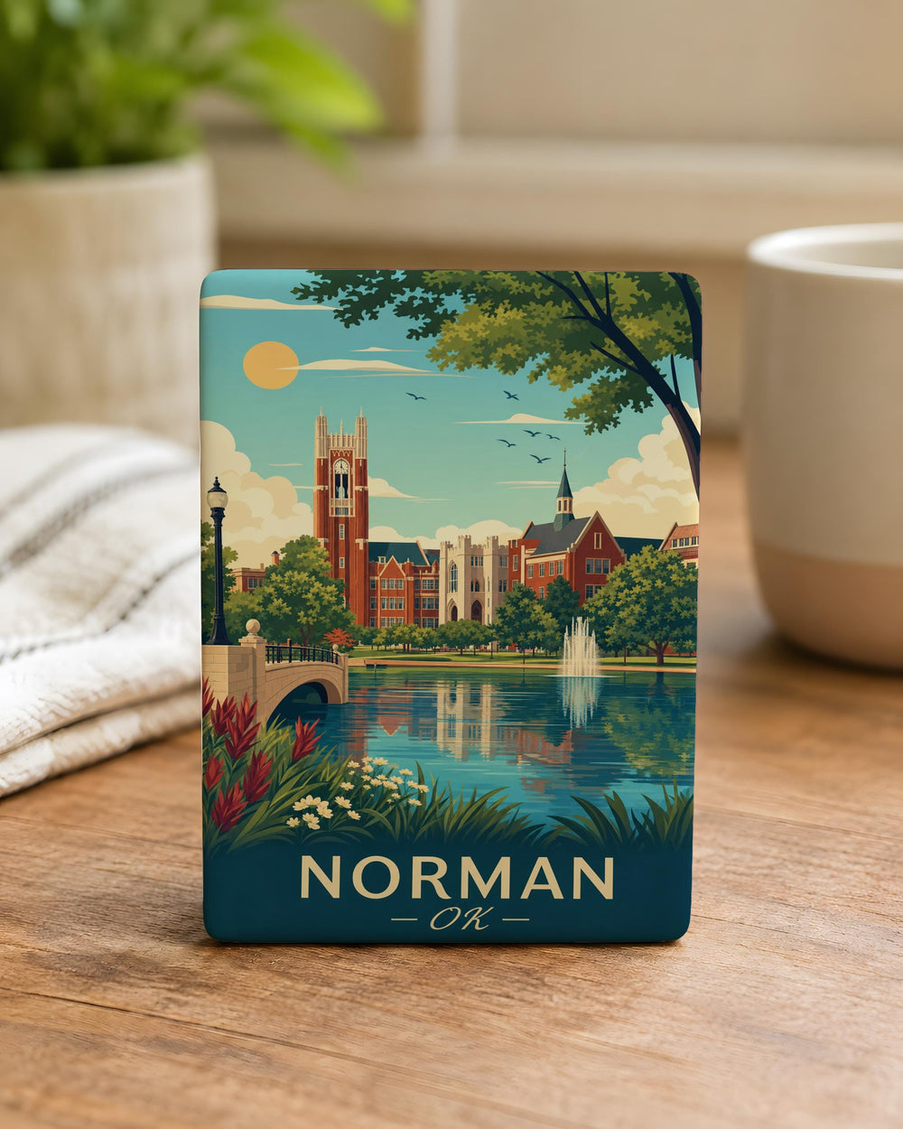 Norman Oklahoma Fridge Magnet - Norman OK Souvenir Magnet - Oklahoma Travel Gift - City Landmark Keepsake Magnet