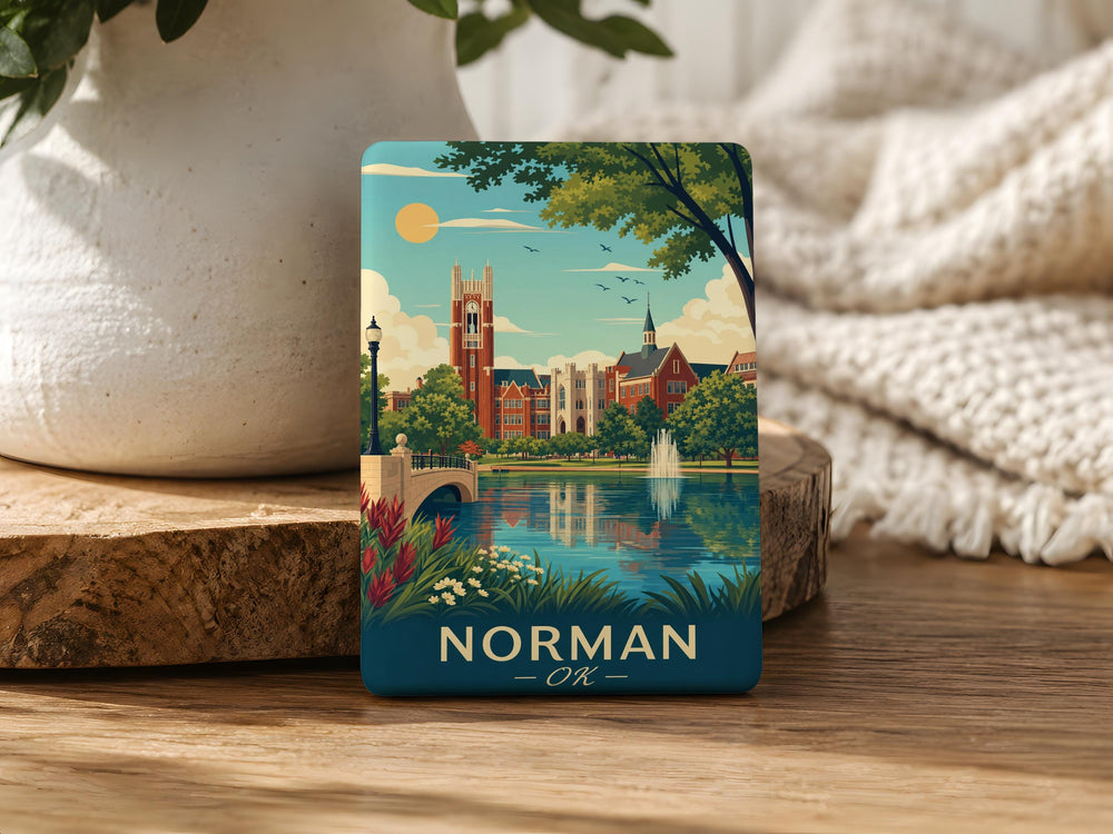 Norman Oklahoma Fridge Magnet - Norman OK Souvenir Magnet - Oklahoma Travel Gift - City Landmark Keepsake Magnet