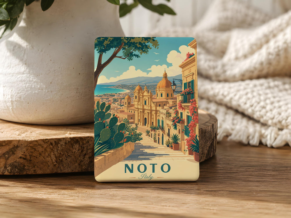 Noto Italy Fridge Magnet, Noto Sicily Travel Souvenir, Italian Town Landmark Keepsake Magnet, Noto Cityscape Gift