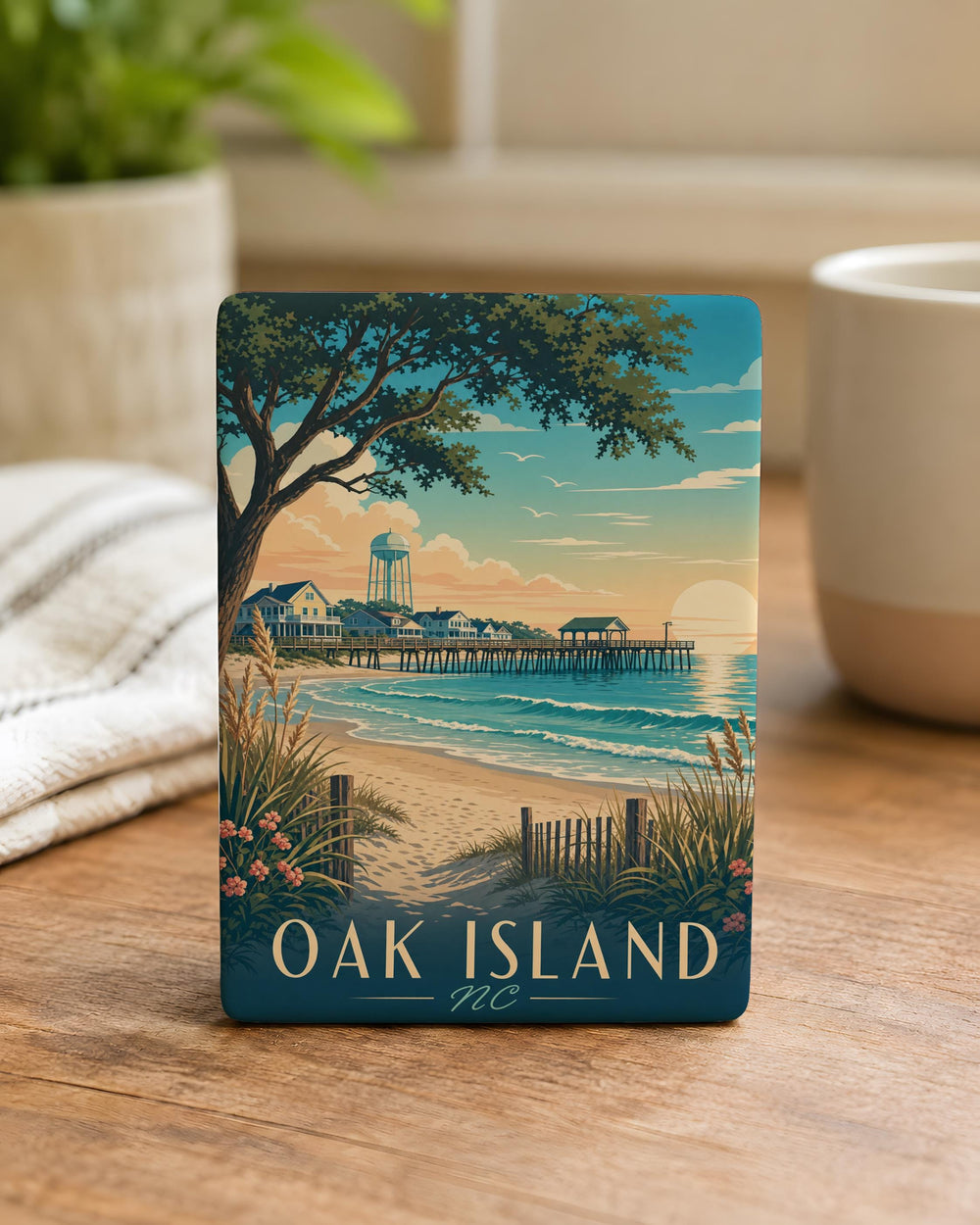 Oak Island NC Fridge Magnet, Oak Island North Carolina Souvenir Magnet, Coastal Beach Town Travel Keepsake Magnet