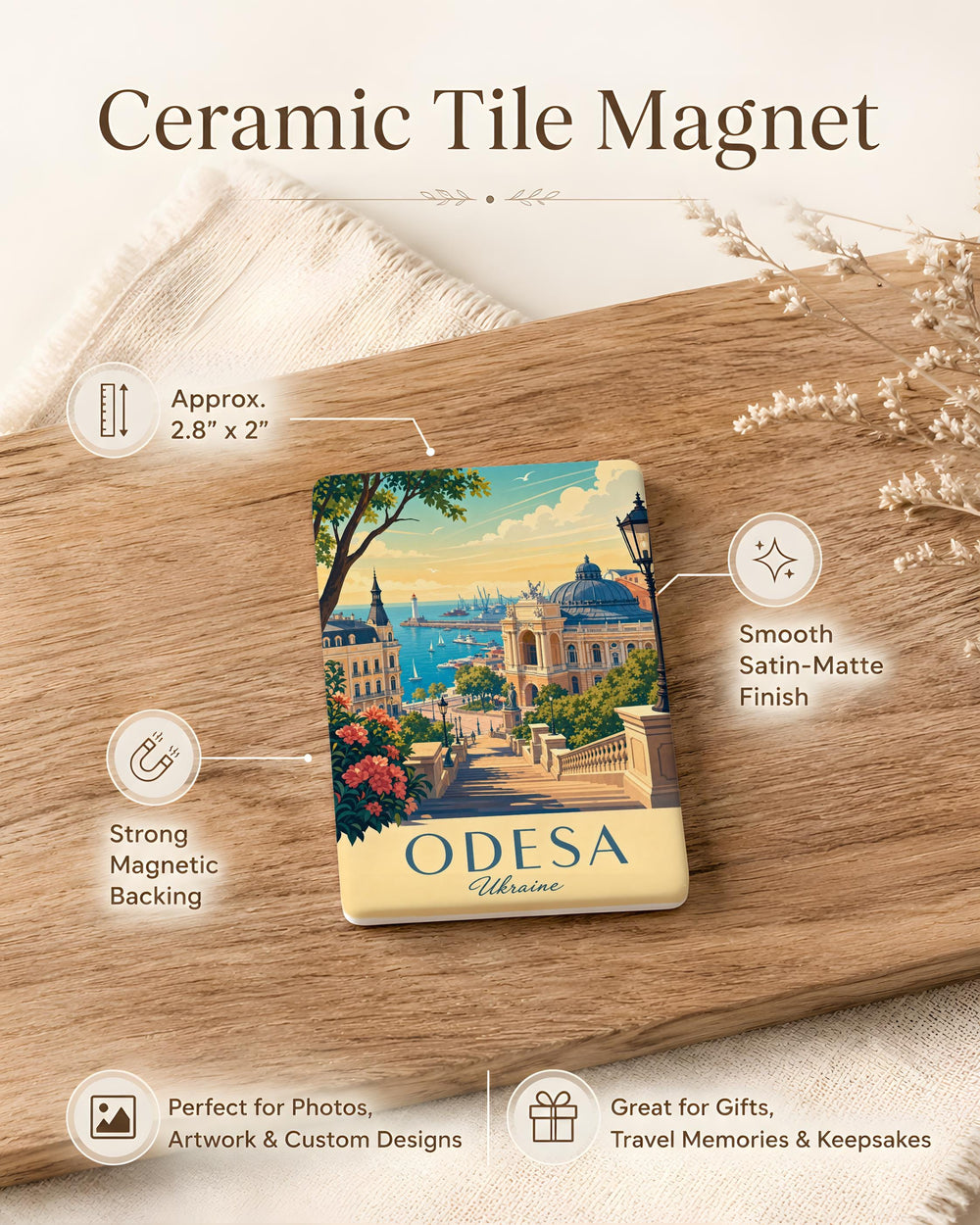 Odesa Ukraine Fridge Magnet, Odesa City Souvenir Magnet, Ukrainian Travel Gift, Odesa Landmark Magnet, Ukraine Keepsake Magnet