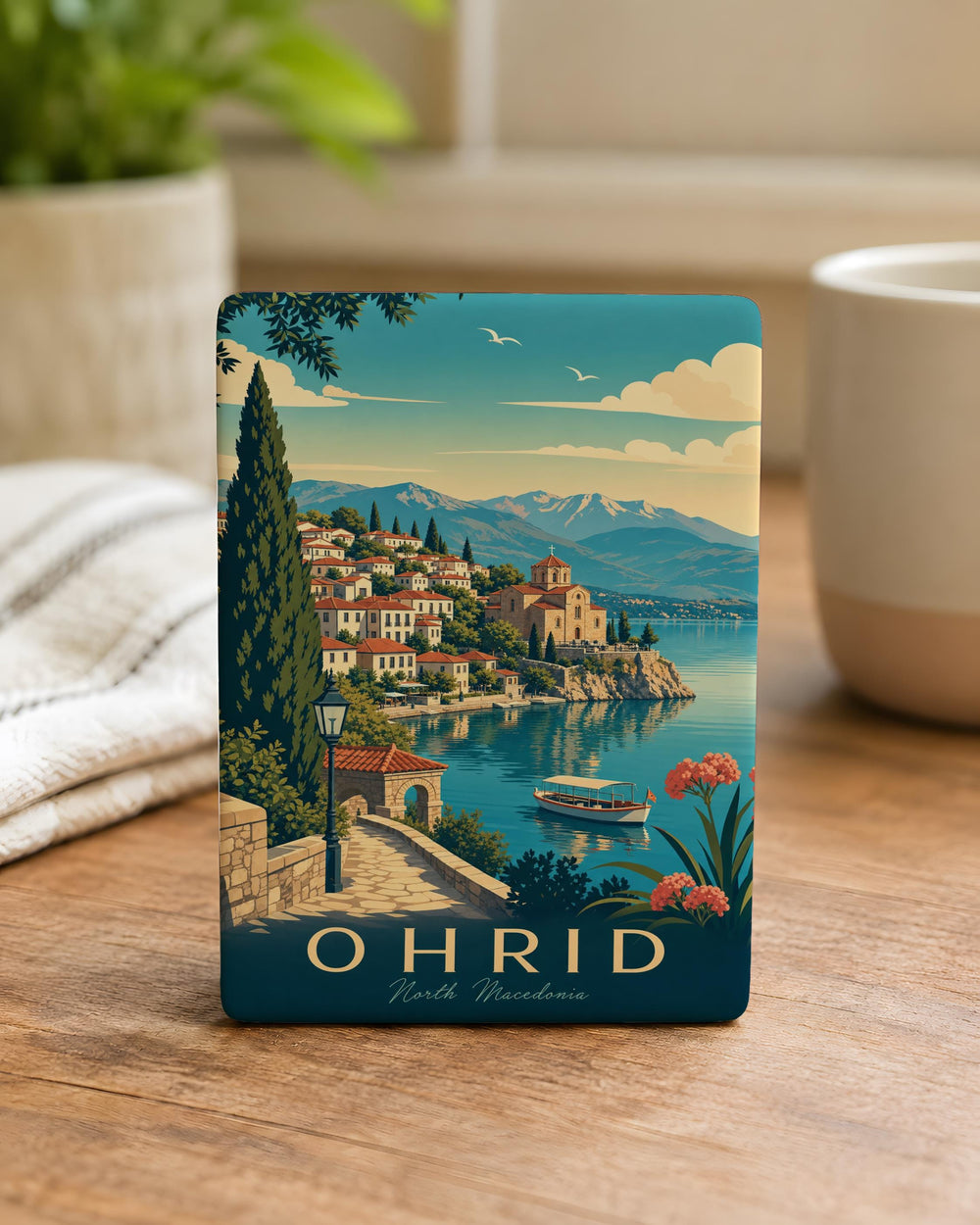 Ohrid North Macedonia Fridge Magnet, Lake Ohrid Travel Souvenir, Ohrid Landmark Magnet, Macedonia Vacation Keepsake Magnet