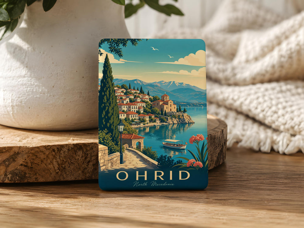 Ohrid North Macedonia Fridge Magnet, Lake Ohrid Travel Souvenir, Ohrid Landmark Magnet, Macedonia Vacation Keepsake Magnet