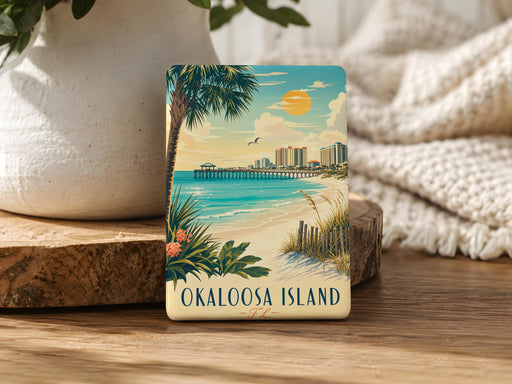 Okaloosa Island FL Fridge Magnet, Florida Beach Souvenir Magnet, Coastal Vacation Travel Gift, Destin Area Keepsake Magnet