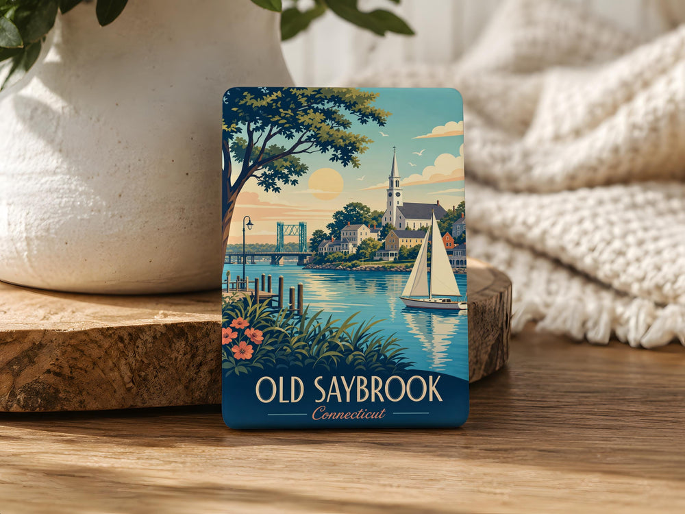 Old Saybrook CT Fridge Magnet, Connecticut Coastal Town Souvenir Magnet, Old Saybrook Connecticut Travel Gift