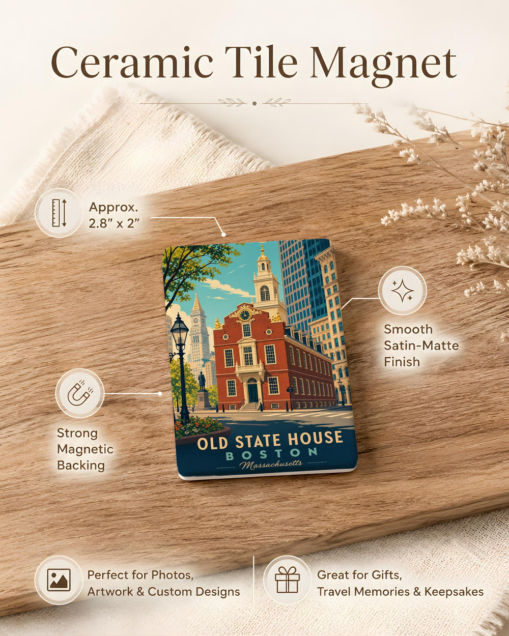 Old State House Boston Fridge Magnet, Boston Landmark Souvenir Magnet, Historic Massachusetts Travel Gift, Boston MA Keepsake Magnet