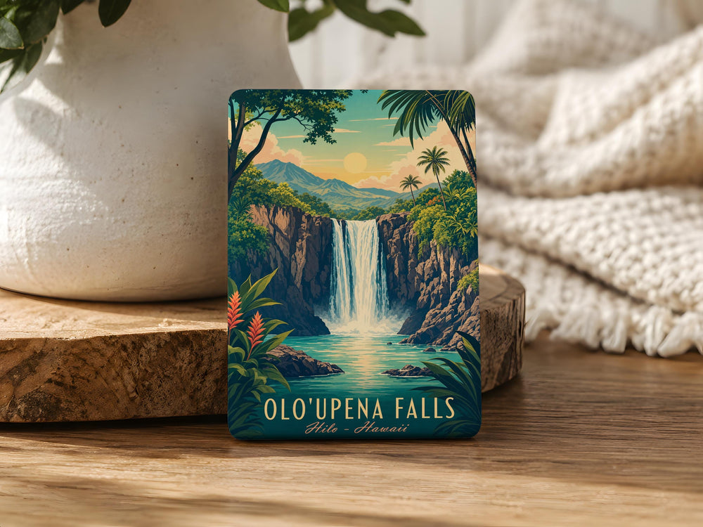 Oloupena Falls Fridge Magnet, Hawaii Waterfall Souvenir Magnet, Molokai Landmark Travel Keepsake Magnet