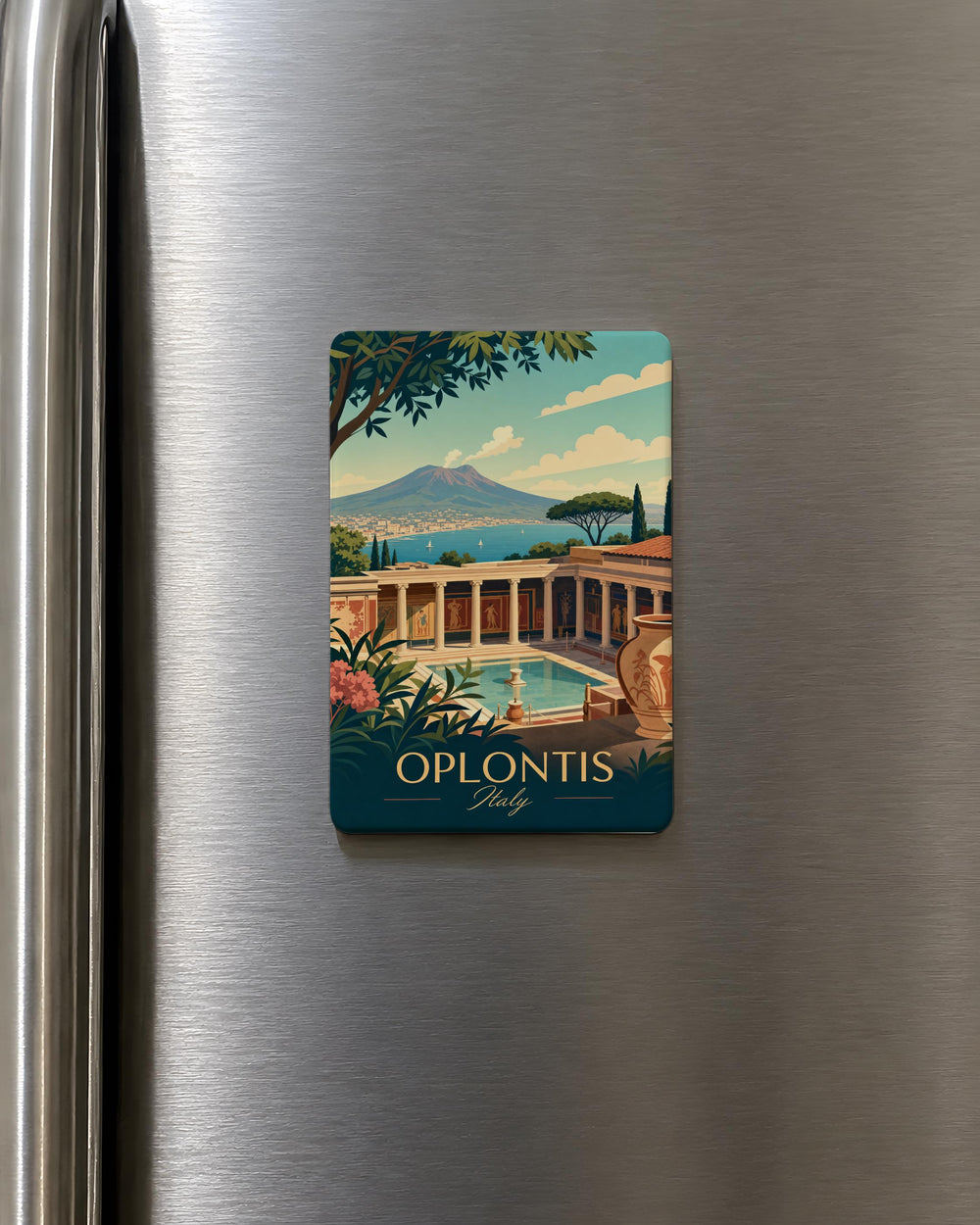 Oplontis Fridge Magnet, Ancient Roman Villa Ruins Souvenir Magnet, Pompeii Area Italy Travel Keepsake Magnet