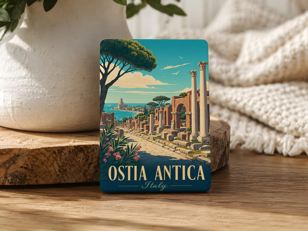 Ostia Antica Ruins Fridge Magnet, Ancient Roman Archaeological Site Souvenir, Italy Travel Landmark Magnet
