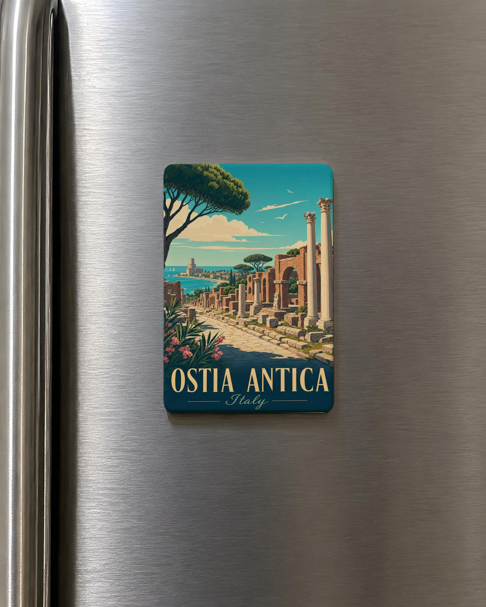 Ostia Antica Ruins Fridge Magnet, Ancient Roman Archaeological Site Souvenir, Italy Travel Landmark Magnet