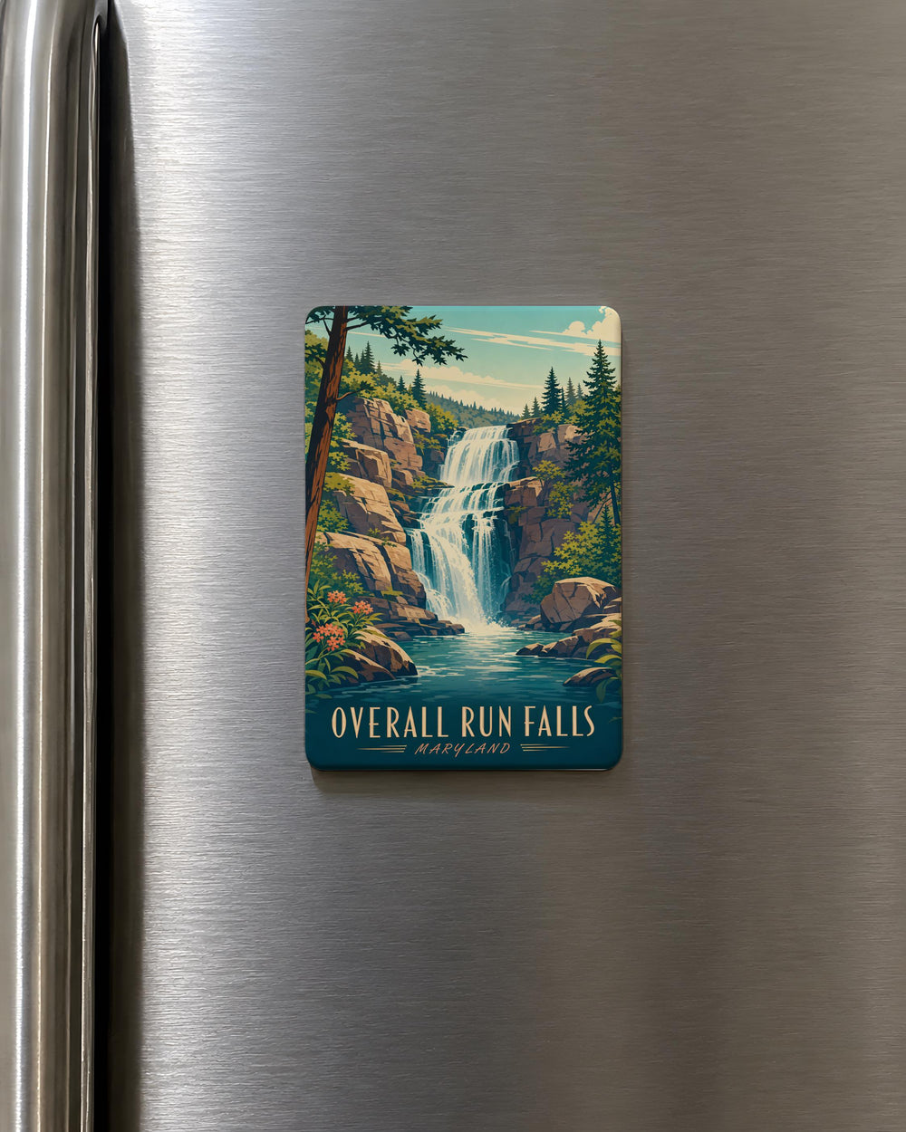 Overall Run Falls Fridge Magnet, Waterfall Nature Souvenir, Shenandoah National Park Hiking Travel Gift