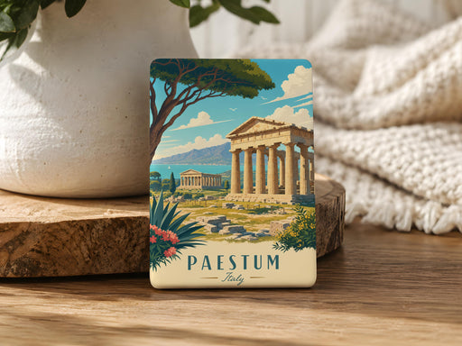 Paestum Temples Fridge Magnet, Ancient Greek Temple Ruins Souvenir, Italy Archaeological Site Travel Gift