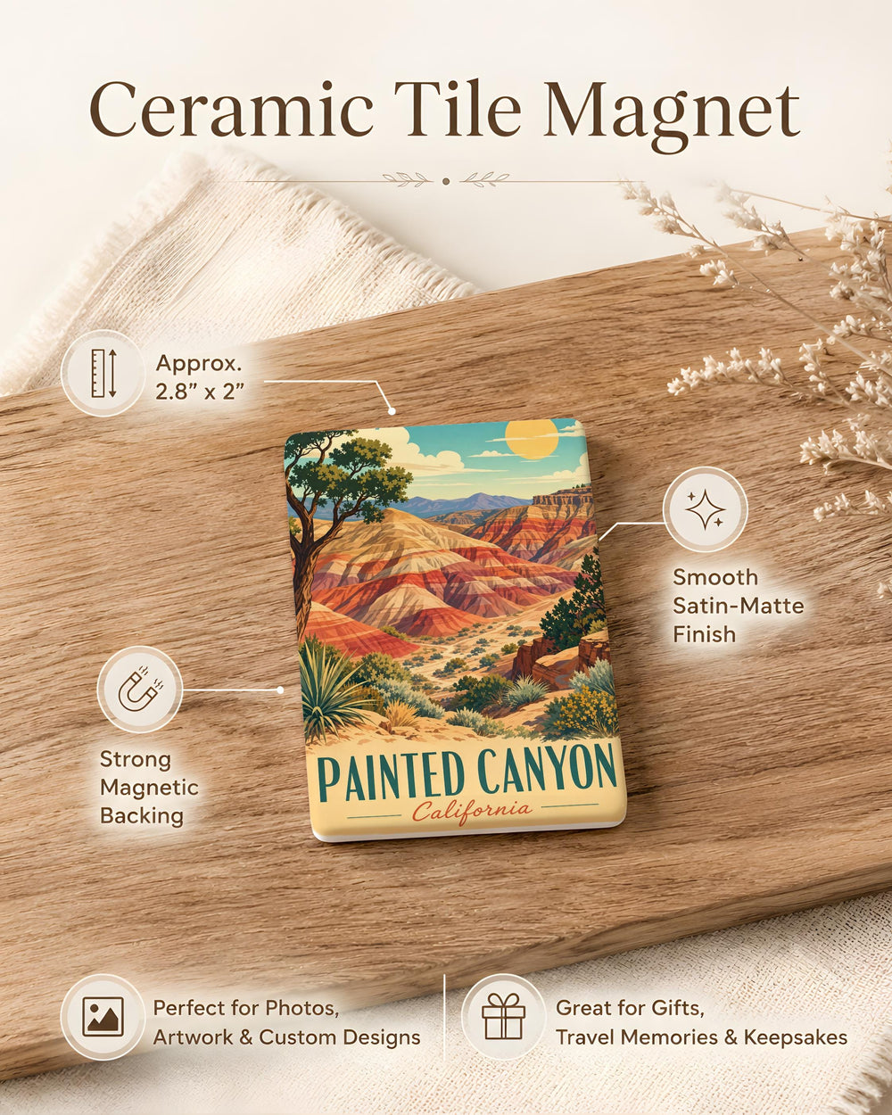 Painted Canyon California Fridge Magnet, Painted Canyon Souvenir Magnet, California Travel Gift, Desert Canyon Landmark Magnet