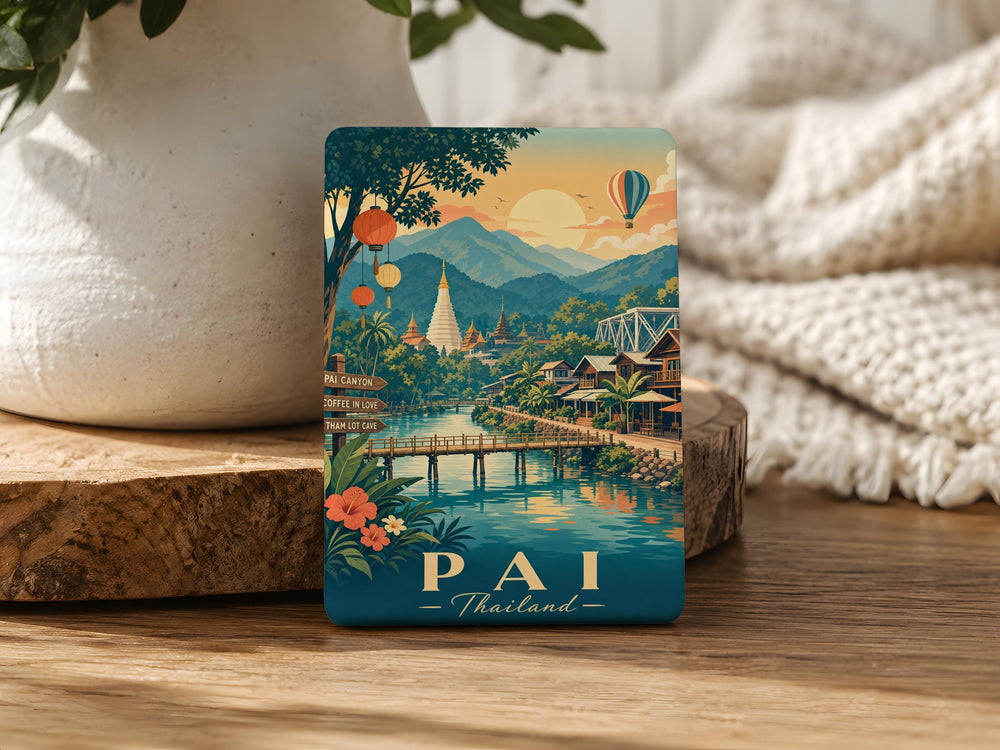 Pai Thailand Fridge Magnet, Pai City Souvenir Magnet, Thailand Travel Keepsake, Pai Landmark Magnet, Northern Thailand Gift