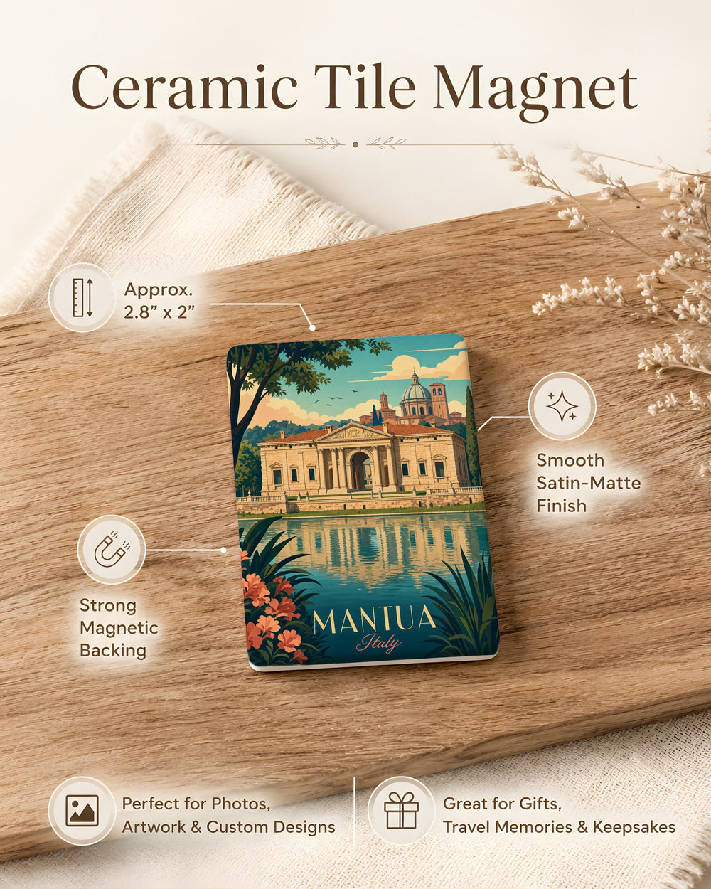 Palazzo Te Mantua Fridge Magnet, Italy Palace Landmark Souvenir Magnet, Mantua Travel Gift Kitchen Decor Magnet