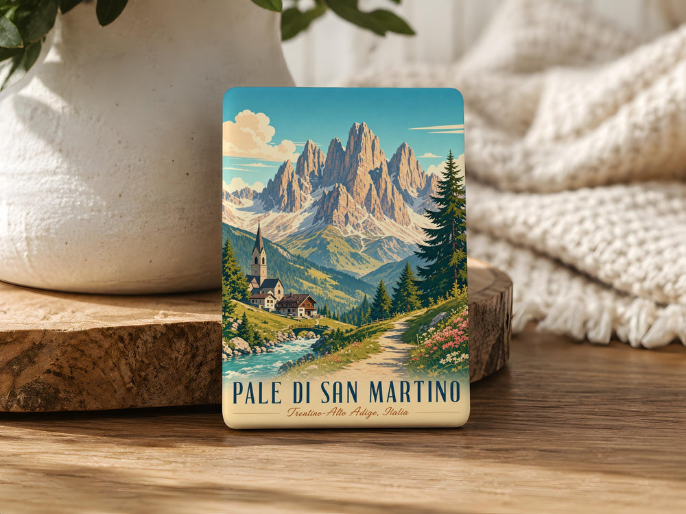 Pale di San Martino Mountain Peaks Fridge Magnet, Dolomites Italy Travel Souvenir Magnet, Alpine Landscape Magnet