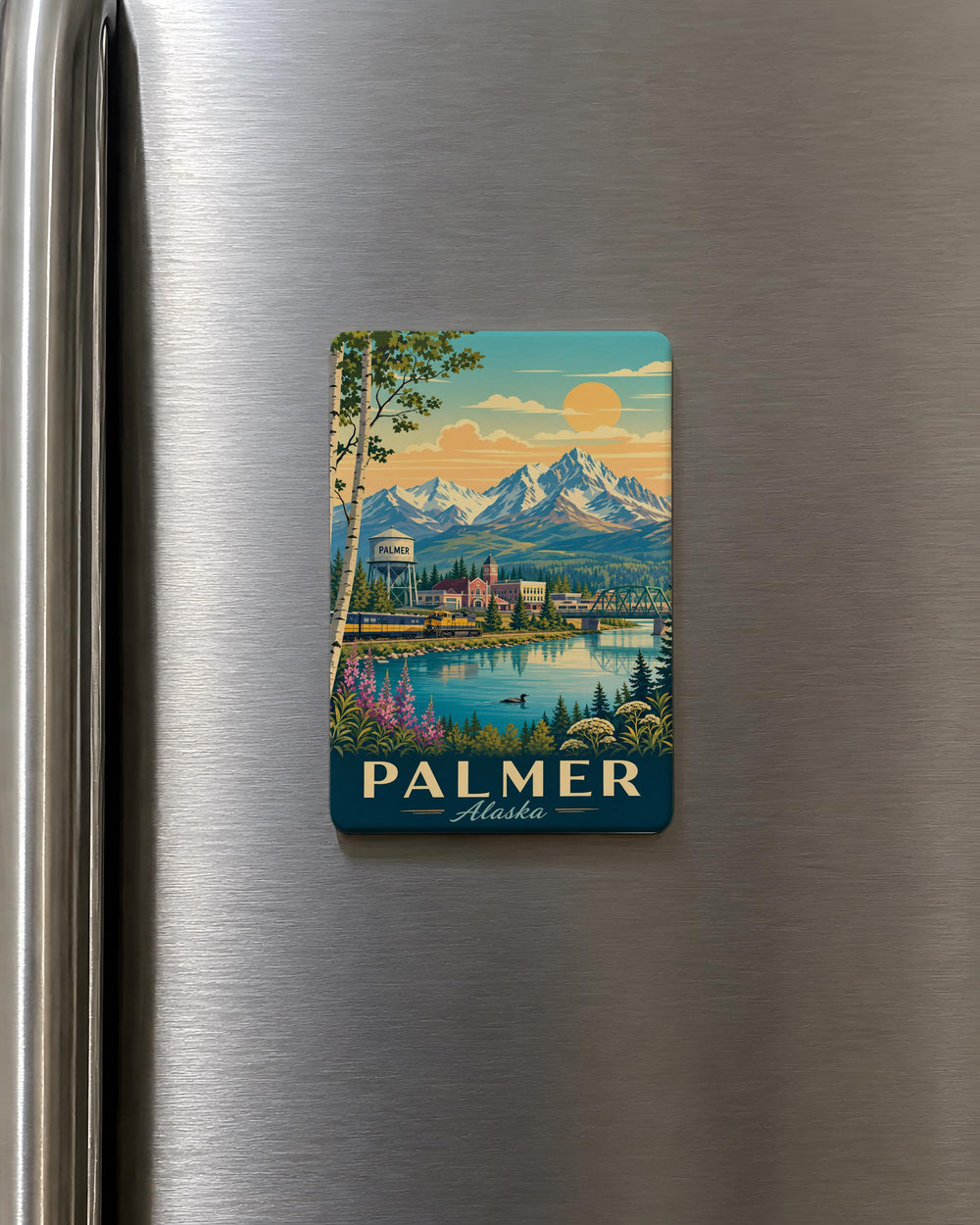 Palmer Alaska Fridge Magnet, Palmer AK Souvenir Magnet, Alaska Travel Gift, Matanuska Valley Keepsake Magnet