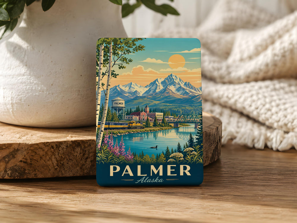 Palmer Alaska Fridge Magnet, Palmer AK Souvenir Magnet, Alaska Travel Gift, Matanuska Valley Keepsake Magnet