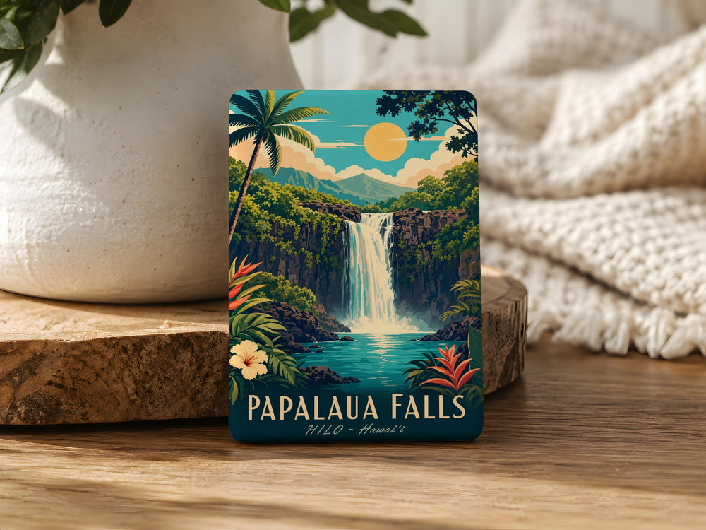 Papalaua Falls Fridge Magnet, Waterfall Landscape Souvenir, Hawaii Nature Travel Keepsake Magnet