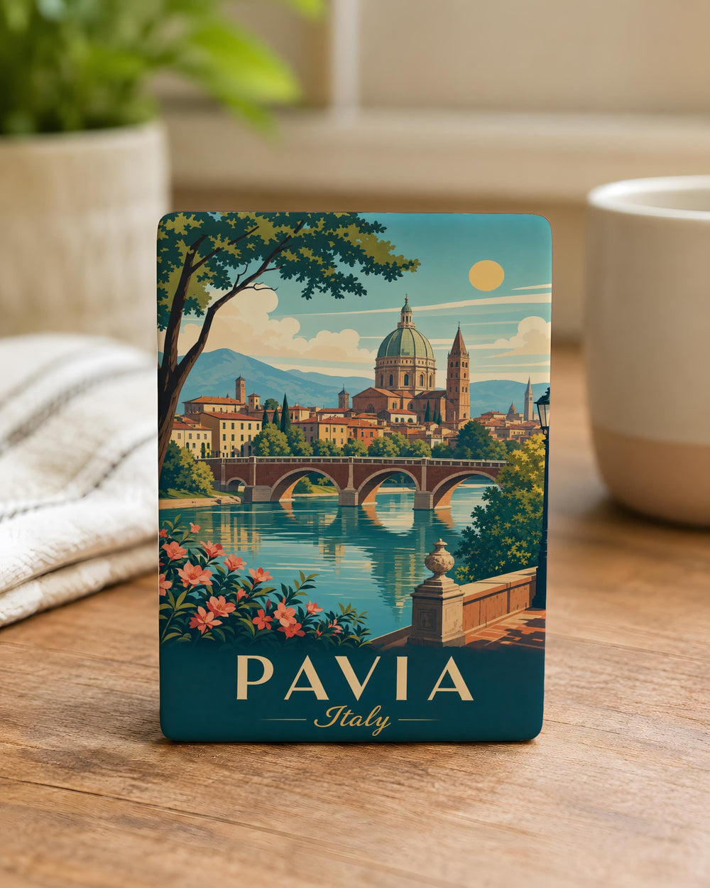 Pavia Italy Fridge Magnet, Pavia City Souvenir, Italy Travel Gift, Pavia Landmark Keepsake Magnet