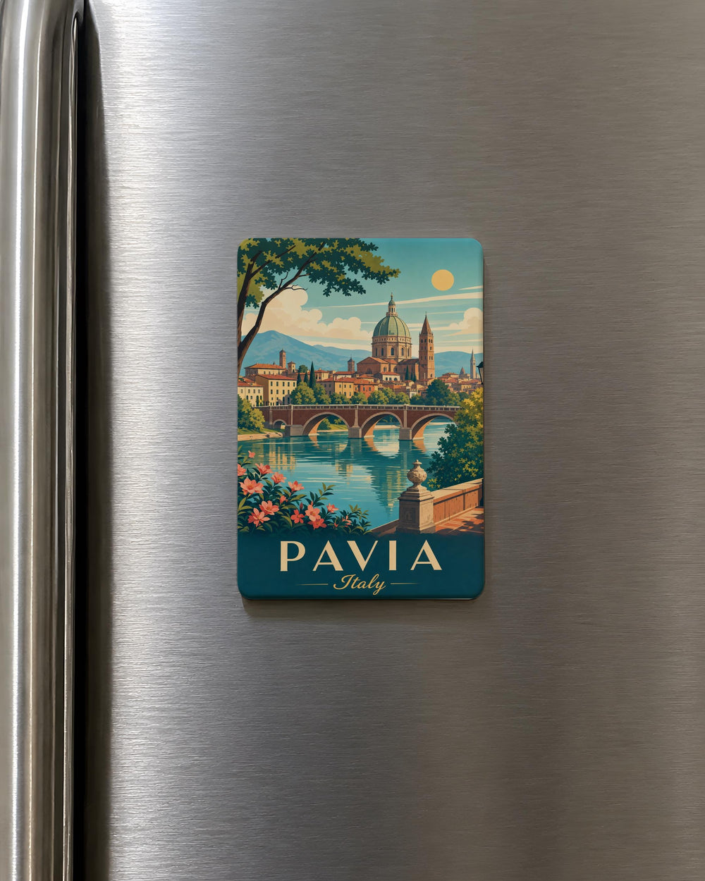Pavia Italy Fridge Magnet, Pavia City Souvenir, Italy Travel Gift, Pavia Landmark Keepsake Magnet