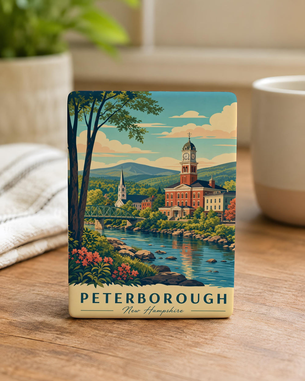 Peterborough NH Fridge Magnet, Peterborough New Hampshire Souvenir Magnet, Travel Gift, Hometown Keepsake, USA Town Magnet