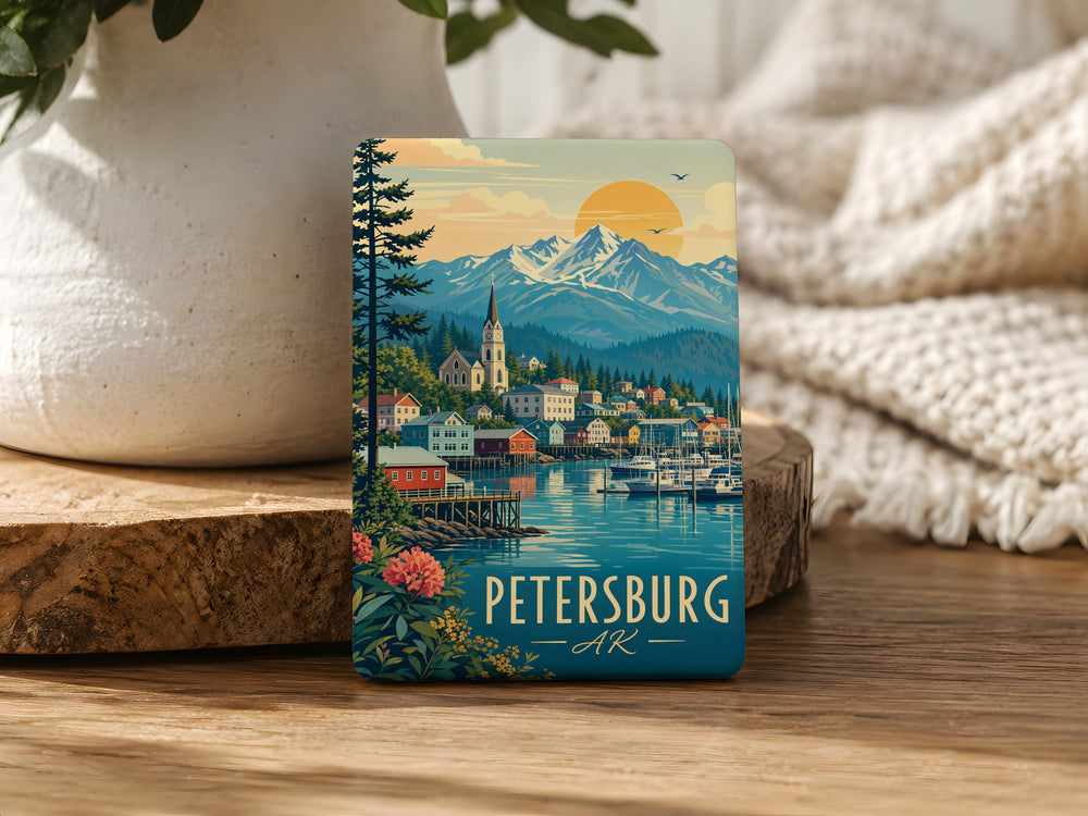 Petersburg Alaska Fridge Magnet, Petersburg AK Souvenir Magnet, Alaska Travel Gift, Southeast Alaska Keepsake Magnet