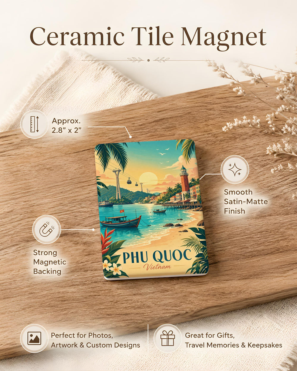 Phu Quoc Vietnam Fridge Magnet, Phu Quoc Island Souvenir Magnet, Vietnam Travel Gift, Beach Vacation Keepsake Magnet