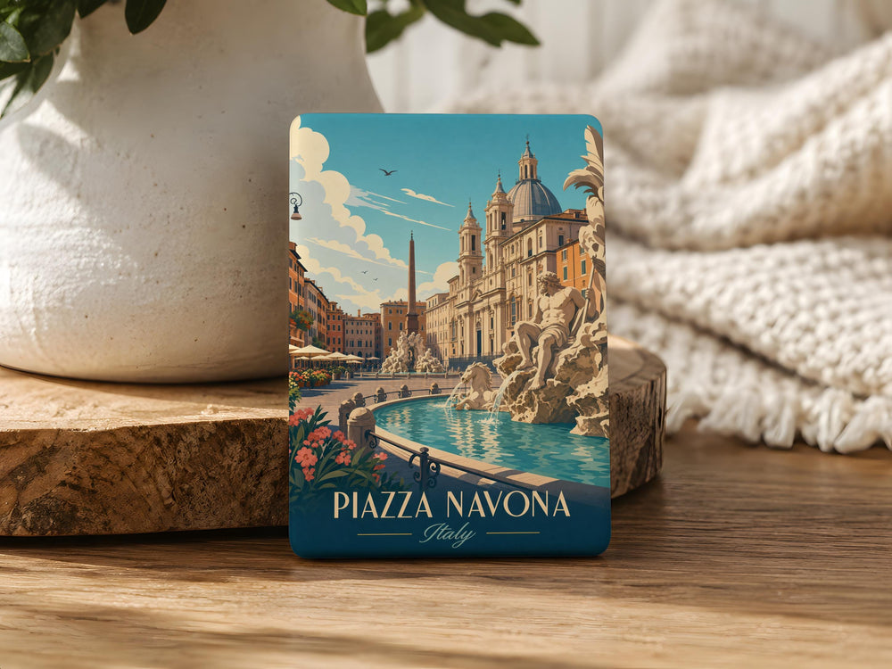 Piazza Navona Rome Fridge Magnet, Italy Travel Souvenir Magnet, Roman Square Landmark Magnet, Rome Vacation Gift