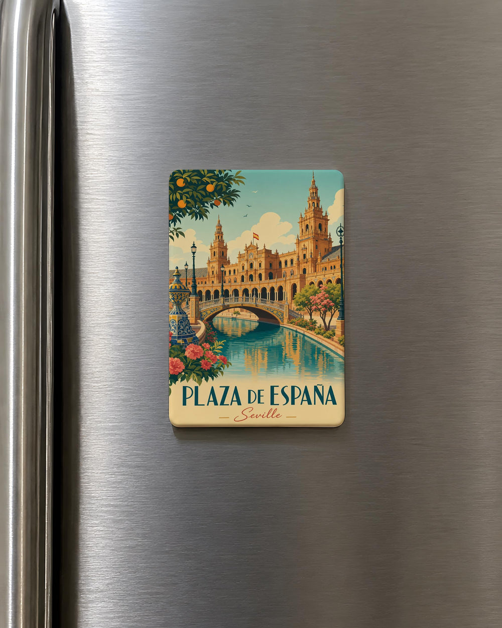 Plaza de España Seville Fridge Magnet, Spain Landmark Souvenir Magnet, Seville Travel Gift, Andalusia Keepsake Magnet
