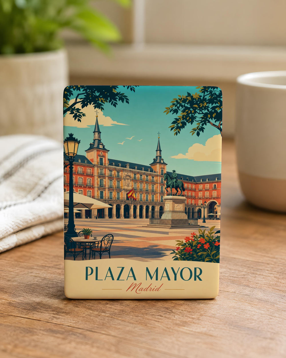 Plaza Mayor Madrid Fridge Magnet, Spain Travel Souvenir, Madrid Landmark Plaza Scene, Spanish City Square Magnet, Madrid Gift