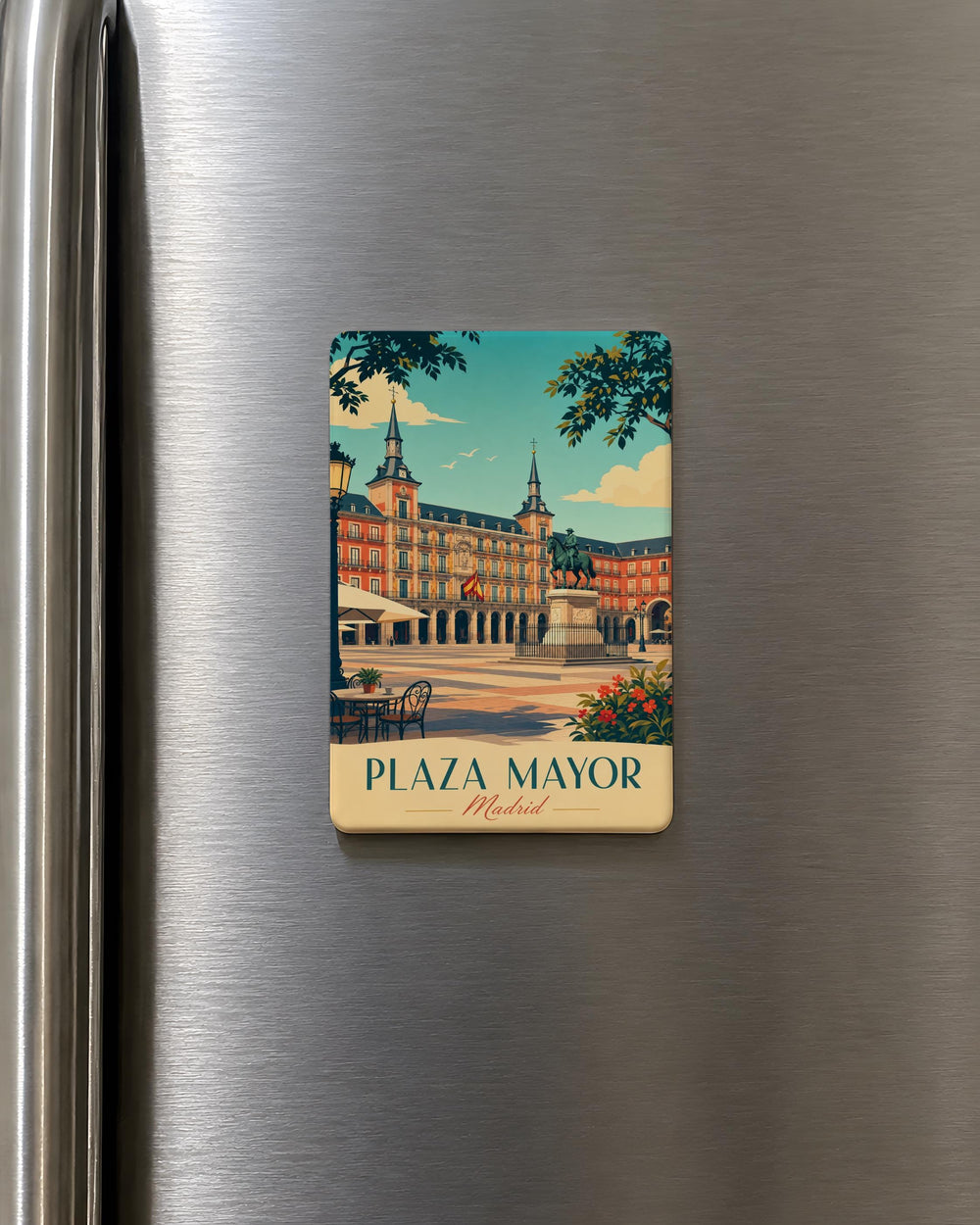 Plaza Mayor Madrid Fridge Magnet, Spain Travel Souvenir, Madrid Landmark Plaza Scene, Spanish City Square Magnet, Madrid Gift