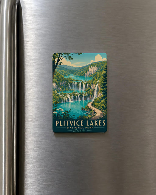 Plitvice Lakes National Park Fridge Magnet, Croatia Travel Souvenir Magnet, Waterfalls and Lakes Scenic Nature Magnet