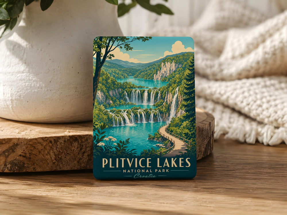 Plitvice Lakes National Park Fridge Magnet, Croatia Travel Souvenir Magnet, Waterfalls and Lakes Scenic Nature Magnet