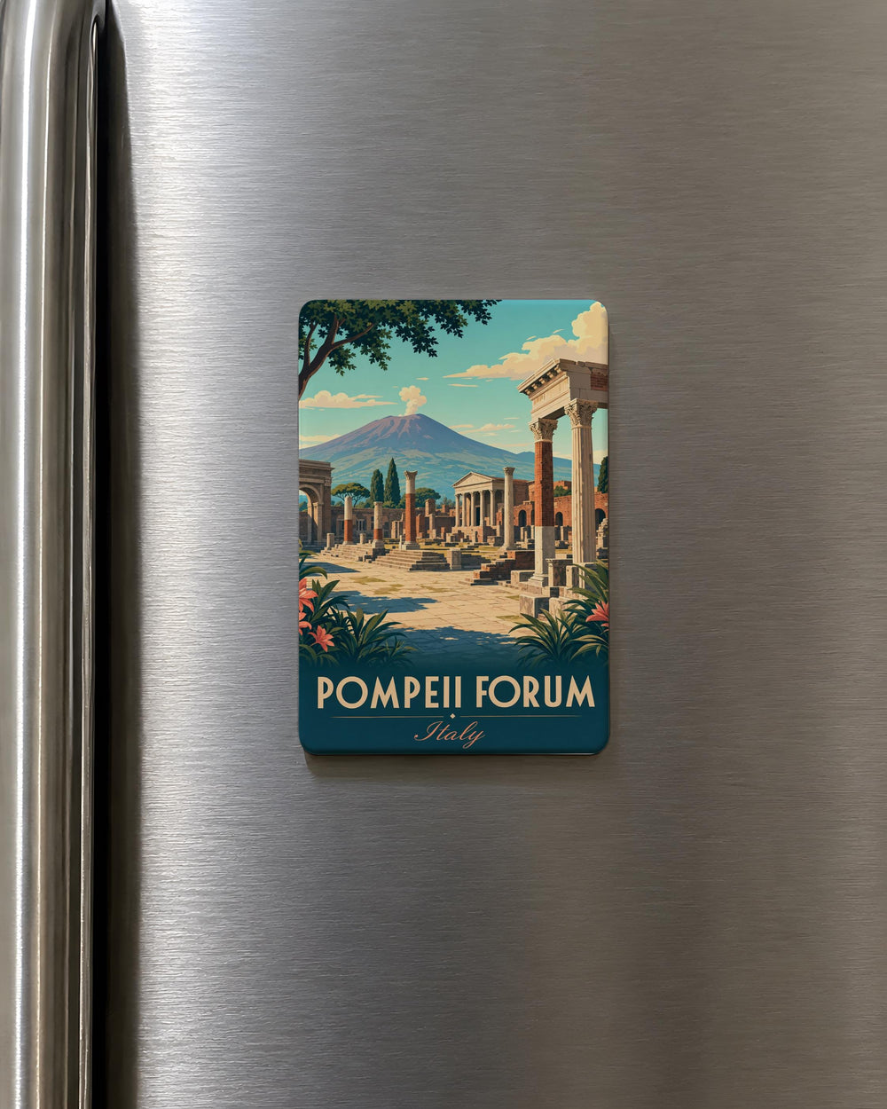 Pompeii Forum Fridge Magnet, Ancient Roman Ruins Souvenir, Italy Archaeological Site Travel Keepsake Magnet