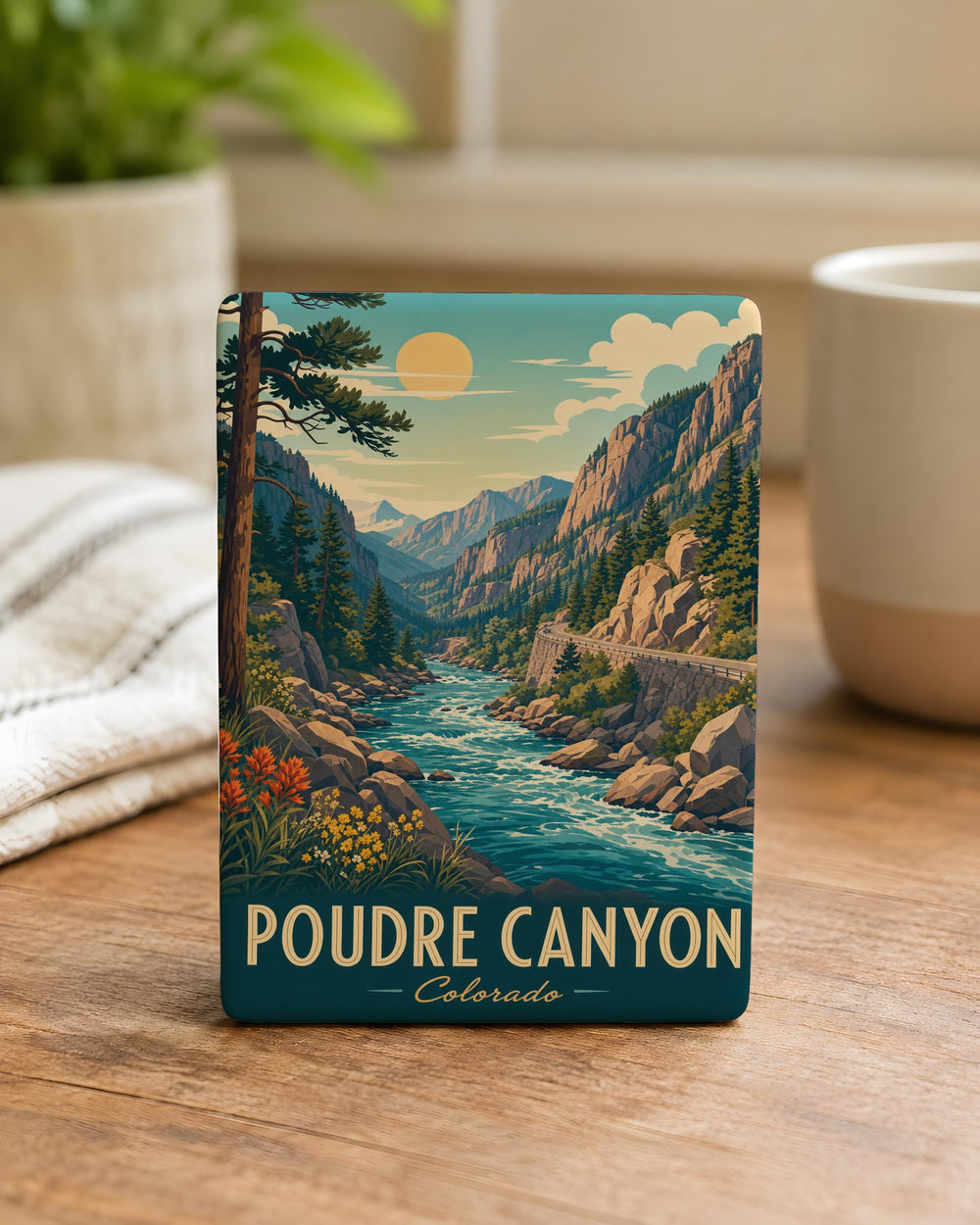 Poudre Canyon Fridge Magnet, Colorado Canyon Souvenir, Scenic Poudre River and Rocky Mountain Landscape Magnet